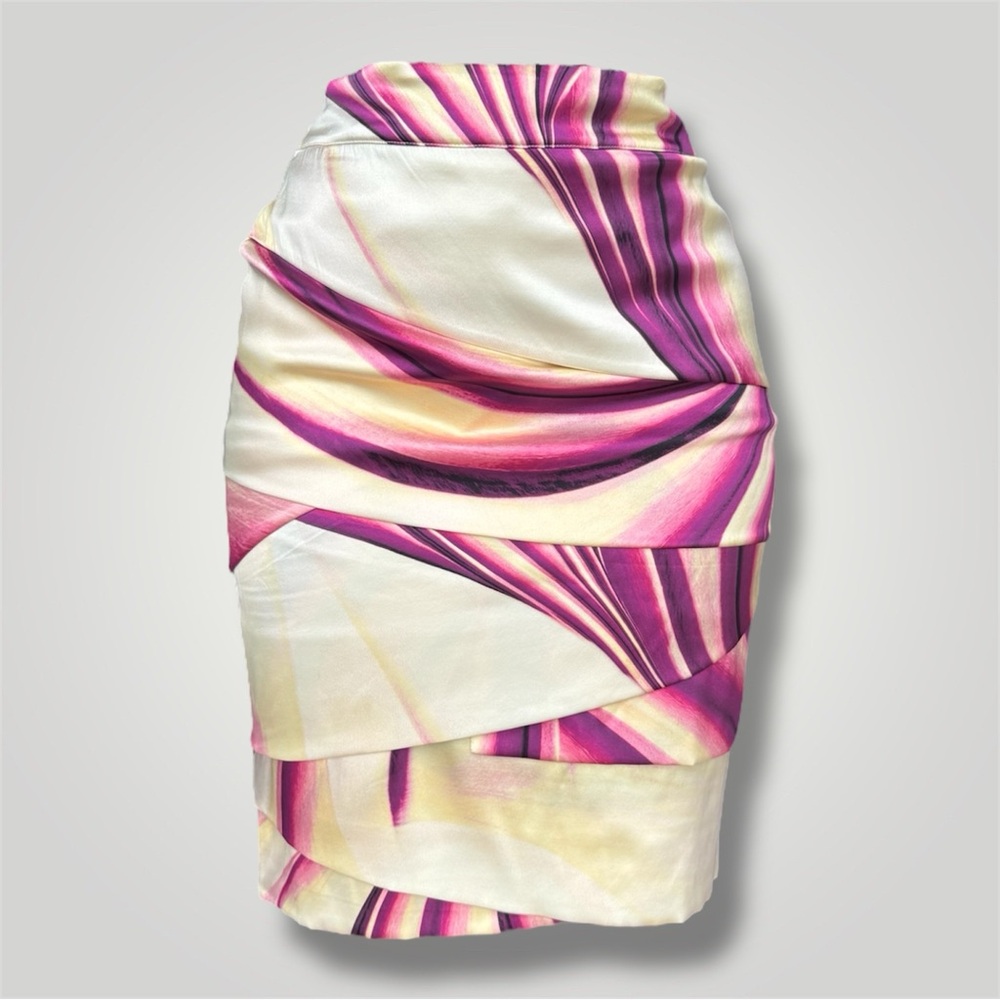 Roberto Cavalli Silk Pink and Cream Swirl Skirt